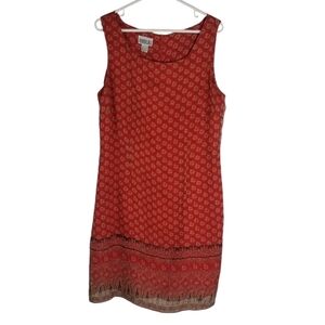 Robbie Bee 100% Silk Shift Sleeveless Dress Size 14 Paisley Print Orange